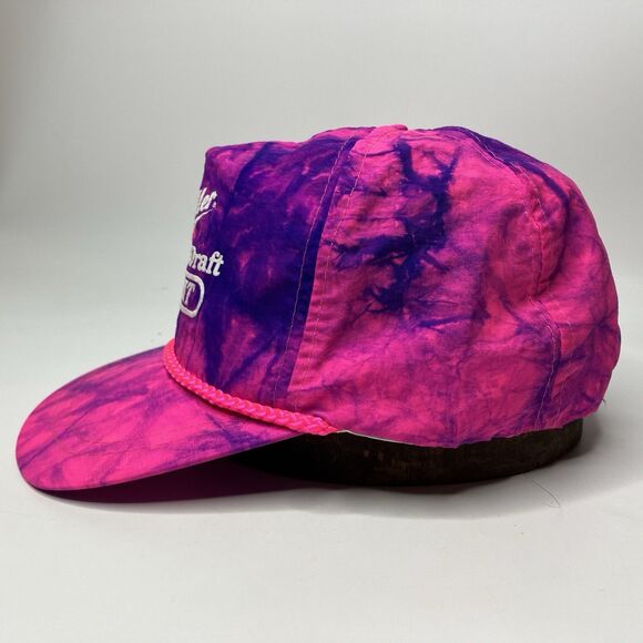 Vtg Miller Genuine Draft Light Beer Hat Cap Purple Pink  Tie Dye Snapback Rope - Picture 3 of 10